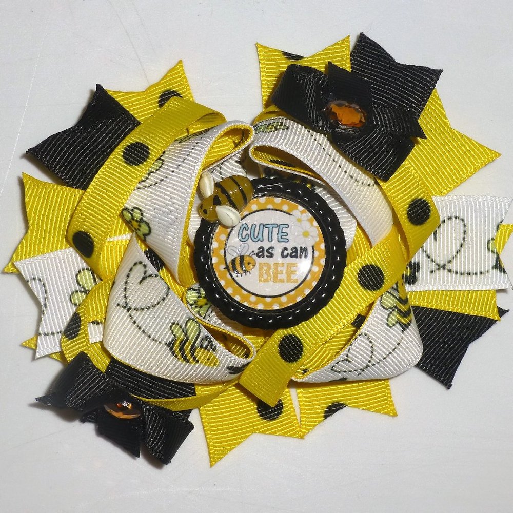 Cute as a Bee Girls 5-Inch Hair Bow Clip